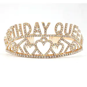 Corona de cumpleaños para niña, corona de cristal de alta calidad, accesorios para el cabello, corona de princesa con peine