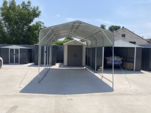 Abri d'auto extérieur moderne Cadre en acier galvanisé Toit en bois traité sous pression Mur latéral en tôle <span class=keywords><strong>pour</strong></span> <span class=keywords><strong>voiture</strong></span> Parking <span class=keywords><strong>Jardin</strong></span> <span class=keywords><strong>Garage</strong></span> - Product Image 5