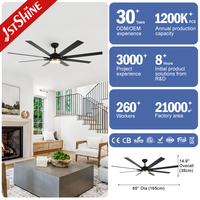 1stshine LED Ventilateur de Plafond 65 Pouces Industriel 3 Couleurs Led Light Grand Ventilateur de Plafond avec Smart APP Control