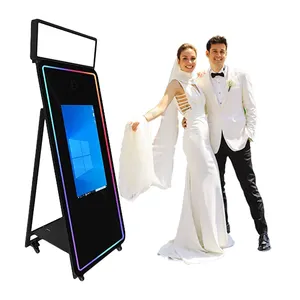 2024 station de partage de fête de mariage coque de cabine photo miroir avec lumière de remplissage led miroir X cabine photo pour mariage et événement utilisé