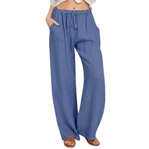 <span class=keywords><strong>Ropa</strong></span> <span class=keywords><strong>de</strong></span> Lino <span class=keywords><strong>de</strong></span> Tallas Grandes para Mujer, Pantalones <span class=keywords><strong>de</strong></span> Lino Casuales <span class=keywords><strong>de</strong></span> Moda con Cintura Alta Elástica y Cordón Ajustable para Mujer - Product Image 3