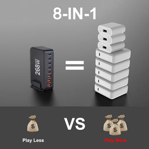 <span class=keywords><strong>ราคา</strong></span>โรงงาน ที่ชาร์จ GaN แบบตั้งโต๊ะ 268W ที่ชาร์จ USB PD 8 พอร์ต ชาร์จเร็ว 3.0 USB Type C ชาร์จเร็วสำหรับมือถือ ที่ชาร์จ USB แบบ SCP - Product Image 5