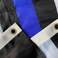 Drapeau américain suspendu à ligne bleue fine 4x6 pieds, étoiles brodées et rayures cousues, noir, blanc et bleu, drapeaux américains 3x5 pieds