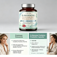 Capsules de D-Mannose à Marque Blanche OEM, 150 Comprimés, 1524mg, Probiotiques Canneberge, Approvisionnement en Gros
