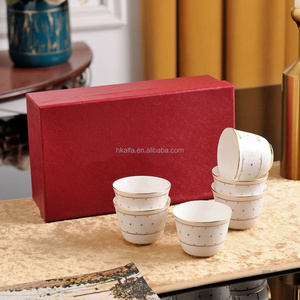 Hot Sale European Luxury gold-rimmed Circle Porcelain Tea Cup & Saucer Set for gift - Product Image 1