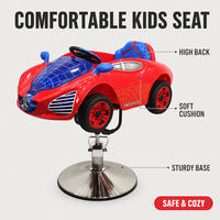 Fauteuil de Barbier Enfant en Forme de Voiture, Chaise de Salon pour Enfants, Vente en Gros, Pivotant et Réglable pour Salon de Coiffure Enfant