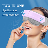 Masajeador de Cabeza 2 en 1 con Música y Dispositivo para Ojos con Voz, Carga Tipo-C, Vibración Eléctrica y Máscara Ocular con Calefacción por Bolsa de Aire