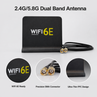 Antenne WiFi MIMO à base magnétique, tri-bande 2,4 GHz 5 GHz 6 GHz, 6,5 dBi, gain élevé, RP-SMA mâle pour routeur sans fil WiFi 6E 7, PC de bureau