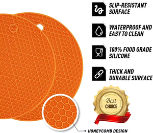 Ustensile de <span class=keywords><strong>cuisine</strong></span> rond contemporain résistant à la chaleur en caoutchouc nid d'abeille, sous-plat pour casserole chaude - Product Image 5
