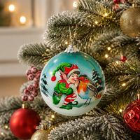 Boule de Noël en verre peinte à la main, motif Robin, écologique, de haute qualité, pour la vente en gros 2026, ornement de sapin de Noël, décoration festive pour la maison