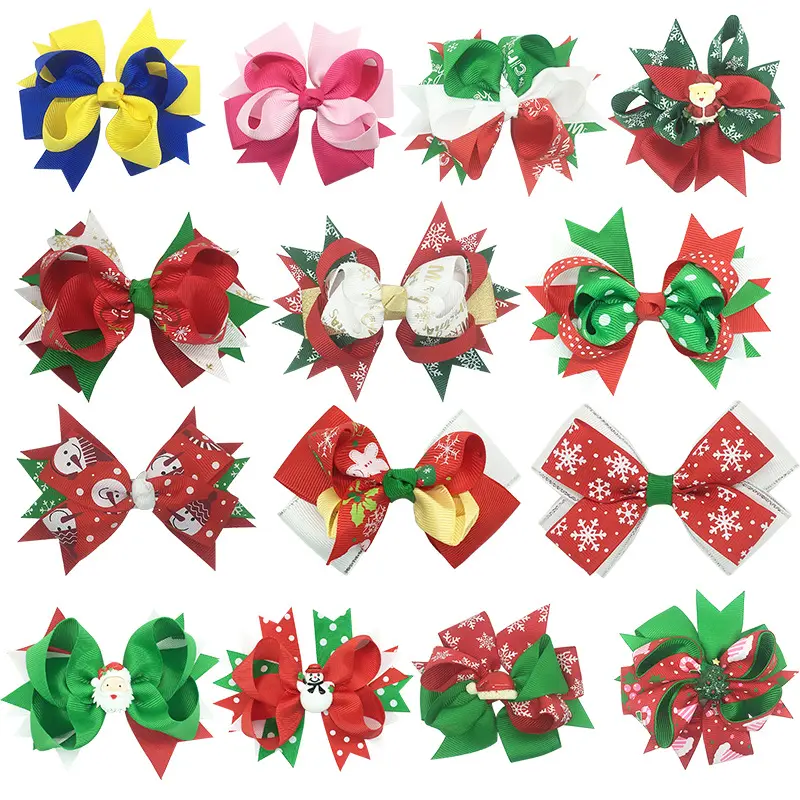 2022 Factory Sales Christmas Dovetail Ribbon Bow Hair clips Children's Hairpin Hair Accessories