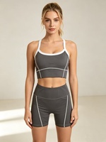 Ensemble 2 pièces de vêtements de sport pour femmes en gros : débardeur court et short respirant, style streetwear, pour le yoga (Aloe Yoga Conjuntos)