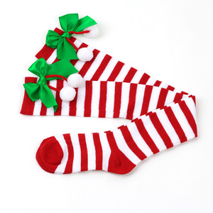 Calcetines de punto a rayas por encima de la rodilla para mujer, invierno 2025, para fiestas festivas, Navidad, cosplay - Product Image 3