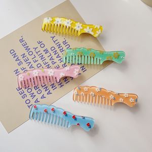 Qianjin Schattige Eendenbek Clip Bloemen Hairgrip Zoete Stijl Plastic Bloemenprint Kam Vorm Haarspeld Voor Dames Haardecoratie - Product Image 1