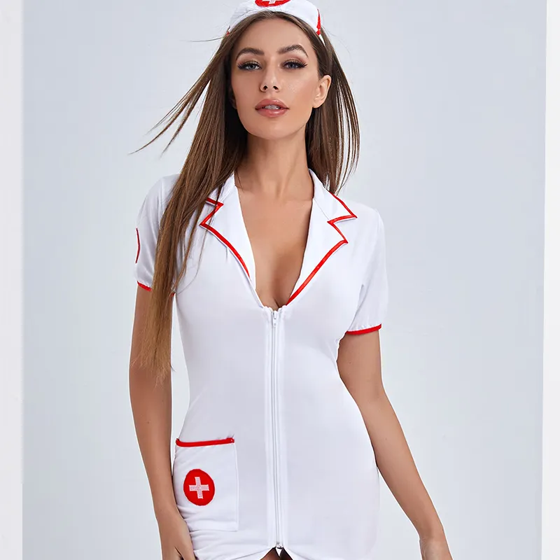 섹시한 의상 성인 코스프레 일본 유럽과 미국 섹시한 코스프레 의상 섹시한 화이트 간호사 유니폼 간호사 섹시한 란제리