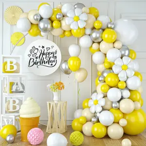 120pcs Yellow White Balloon Garland Arch Kits for Baby Shower Backdrop Decoration Balloon Baby Girl Balloons Party Decor