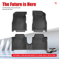 Tapis de sol de voiture 3D TPE personnalisé Revêtements de sol imperméables Tapis de voiture antidérapant pour Nissan Note E12 2012-2019 RHD Fuel