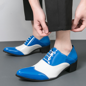 2733 Nuove Scarpe Eleganti da <span class=keywords><strong>Uomo</strong></span> in Pelle con Punta Affusolata e Lacci, Misura Grande, <span class=keywords><strong>Tacco</strong></span> <span class=keywords><strong>Alto</strong></span>, per Cerimonie e Matrimoni - Product Image 3