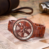 Top qualité créatif montre en bois hommes femmes Unique moyeu de roue montre-bracelet plein bracelet en bois Sport horloge Relogio Masculino