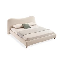Lit convertible moderne classique en bois massif blanc, taille King, avec revêtement en velours, design de lit rembourré doux pour hôtel, fonctionnalités de massage