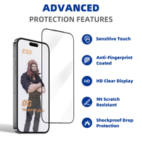 Protection d'écran en verre trempé 2.5D pour iPhone 18 17 16 15 Pro Max, verre HA 0.33mm, 9H, anti-traces de doigts, transparent cristallin, CE RoHS