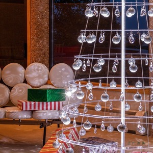 Arbre de Noël artificiel à LED avec base rotative en cristal, pliable, personnalisé, de haute qualité, décoration intérieure - Product Image 3