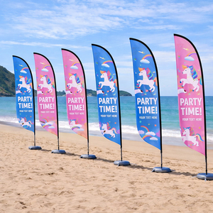 Banderas de Pluma de Poliéster Personalizadas para Publicidad Exterior, Banderas de Playa en Forma de Lágrima, Banderas con Base Cruzada y Estaca, Pancartas Promocionales - Product Image 5