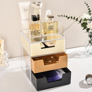 Boîte de rangement de bureau style nordique, nouvelle boîte de rangement multicouche créative en plastique transparent, carrée, empilable, haut de gamme - Product Image 4