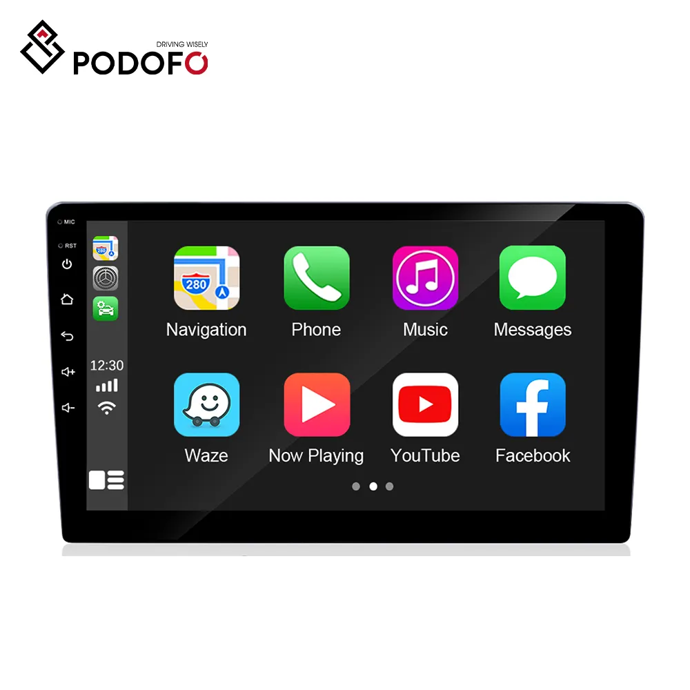 Podofo 2 Din 9 ''autoradio Carplay autostereo 2.5D plein écran tactile Android Auto BT USB FM EQ lecteur de Radio stéréo de voiture