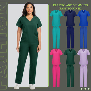 Unisex Scrub Set Moisture Wicking Knitted Split Uniform Hospital Workwear S XXL - Product Image 4