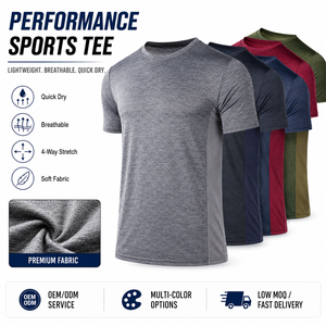 Men’s Short Sleeve Sports <b>Tee</b> Customizable Logo OEM ODM Breathable Training Gym Fitness Casual Activewear Top - Product Image 1