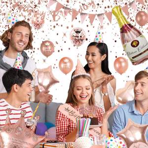 Set <span class=keywords><strong>de</strong></span> Decoración <span class=keywords><strong>para</strong></span> Fiesta <span class=keywords><strong>de</strong></span> <span class=keywords><strong>Cumpleaños</strong></span> <span class=keywords><strong>de</strong></span> Mujeres/Niñas con Globos Rosa Oro, Mantel, Pancarta <span class=keywords><strong>de</strong></span> Feliz <span class=keywords><strong>Cumpleaños</strong></span> y Globo <span class=keywords><strong>de</strong></span> Champán - Product Image 4