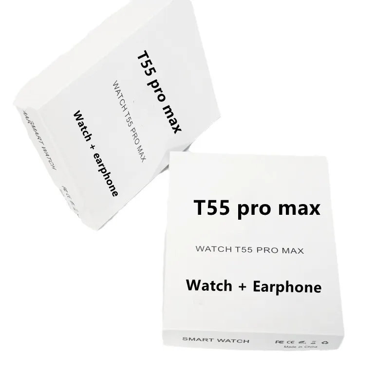 T55 Pro Max 2 en 1 Smartwatch Écouteur Écran tactile Montre de sport Série 8 T55 Pro Max Smart Watch TWS Écouteurs