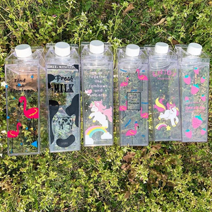 ขวดน้ำพลาสติกแบบพกพา DD1902 ขนาด 17 ออนซ์ สำหรับขายส่ง แบบกำหนดเองได้  ภาชนะใส่นม  แก้วน้ำทรงเหลี่ยม  ใช้ซ้ำได้ - Product Image 5