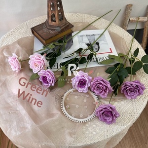 Arreglo Floral Artificial de 3 Cabezas de Rosa Manta <span class=keywords><strong>para</strong></span> Boda, de Alta Gama, con Relieve, <span class=keywords><strong>para</strong></span> Decoración de Caminos - Product Image 3
