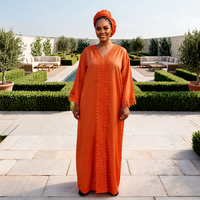 Abaya Wanita Muslim Mewah Anti-Kerut Lengan Panjang Poliester MOQ Rendah 2026, Gaun Pesta Malam Afrika Maroko Boubou