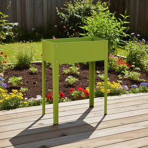 Jardinera Metálica Elevada Verde de 24.5 x 12.5 Pulgadas, Maceta Resistente para Exteriores, Diseño Cuadrado Moderno para Plantas - Product Image 2