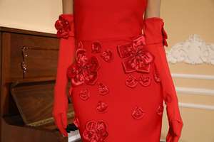 Bandaj Halter Midi uzunluk payetli dekorasyon kadın lüks akşam yemeği zarif siyah ve kırmızı balo elbise - Product Image 4