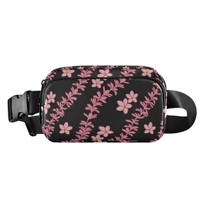 Bolsa de Cintura para Mujer con Diseño de Flor de Puakenikeni Rosa Hawaiana, Bolsa de Gimnasio Personalizada, Impermeable, de Nailon, con Logotipo - Product Image 1