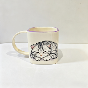 Taza <span class=keywords><strong>de</strong></span> Café <span class=keywords><strong>de</strong></span> Cerámica Pintada a Mano con Diseño <span class=keywords><strong>de</strong></span> Gato Escocés - Regalo Personalizado para las Fiestas - Product Image 1