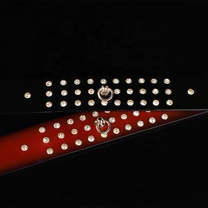 Luxury Crystal-Studded Genuine <strong>Leather</strong> BDSM Collar - <strong>Dominatrix</strong> Choker Necklace with O-Ring &amp; Slave Training Leash - Product Image 3