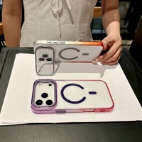 Coque de téléphone transparente dégradée magnétique avec support d'appareil photo pour iPhone 18 Pro Max – Protection intégrale