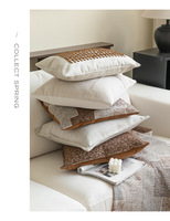 Housse de coussin géométrique moderne en patchwork - Housse de coussin décorative texturée de luxe couleur caramel - Housse de coussin tissée pour canapé