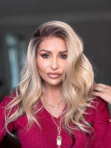 Perruques synthétiques sans colle, résistantes à la chaleur, avec dentelle transparente 13x6, ondulations naturelles, blondes, 18 pouces - Product Image 3