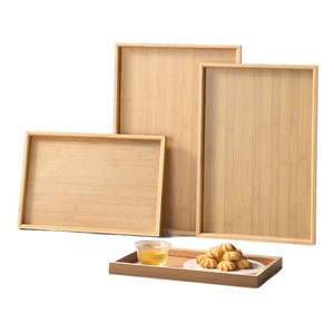 Modern Japanese Style Bamboo Wooden Tray Rectangular Disposable Dish for Tea Water Cups Candies Hotel BBQ Household Use-Polished