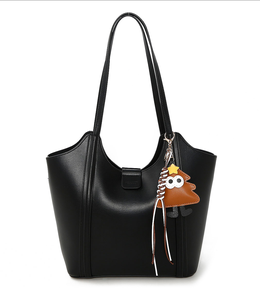 2025时尚潮流高品质PU女式大容量手提袋蒙娜丽莎防水斜挎包带手提包纯色 - Product Image 3