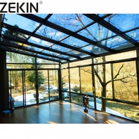 Solárium de Vidrio Personalizado con Estructura de Aluminio, Cerramiento de Jardín Junto a la Piscina para Espacio de Comedor y Ocio al Aire Libre