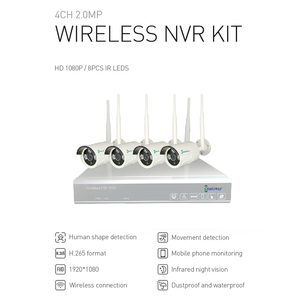 1080P IP66 không thấm nước Bullet CCTV IP Hệ thống <span class=keywords><strong>camera</strong></span> không dây 4-ch hệ thống với tầm nhìn ban đêm cho sử dụng ngoài trời CMOS cảm biến NVR Bộ dụng cụ - Product Image 2