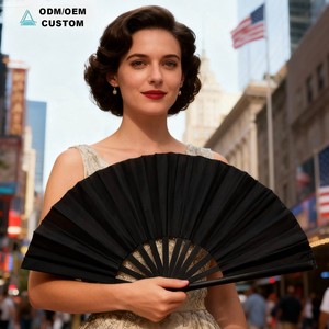 Vente en gros de ventilateurs à main en plastique personnalisés de 13 pouces, 100 % polyester, blancs pour sublimation, bricolage, ventilateur pliable - Product Image 1