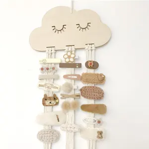 INS Nordic Wooden Cloud Hair Clips Holder Hairpin Hairband Storage Pendant Jewelry Organizer Wall Ornaments